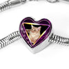 Javanese Cat Print Heart Charm Steel Bracelet-Free Shipping