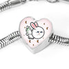 Flying Cat Print Heart Charm Steel Bracelet-Free Shipping