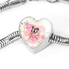 Bulldog Print Heart Charm Steel Bracelet-Free Shipping