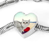 Exotic Shorthair Cat Print Heart Charm Steel Bracelet-Free Shipping