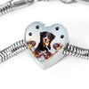 Bernese Mountain Dog Print Heart Charm Steel Bracelet-Free Shipping