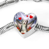 Bearded Collie Print Heart Charm Steel Bracelet-Free Shipping