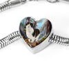 Munchkin cat Print Heart Charm Steel Bracelet-Free Shipping