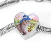 Scottish Fold Cat Print Heart Charm Steel Bracelet-Free Shipping