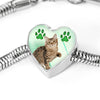 American Bobtail Print Heart Charm Steel Bracelet-Free Shipping