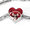Chihuahua Print Heart Charm Steel Bracelet-Free Shipping