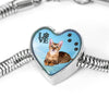 Toyger Cat Print Heart Charm Steel Bracelet-Free Shipping