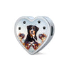 Bernese Mountain Dog Print Heart Charm Steel Bracelet-Free Shipping
