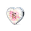 Bulldog Print Heart Charm Steel Bracelet-Free Shipping
