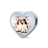 Cute Beagle Dog Print Heart Charm Steel Bracelet-Free Shipping