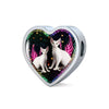 Devon Rex Cat Print Heart Charm Steel Bracelet-Free Shipping
