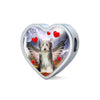 Bearded Collie Print Heart Charm Steel Bracelet-Free Shipping