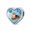 Toyger Cat Print Heart Charm Steel Bracelet-Free Shipping
