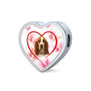 Basset Hound Print Heart Charm Bracelet -Free Shipping