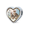 Savannah Cat Print Heart Charm Steel Bracelet-Free Shipping