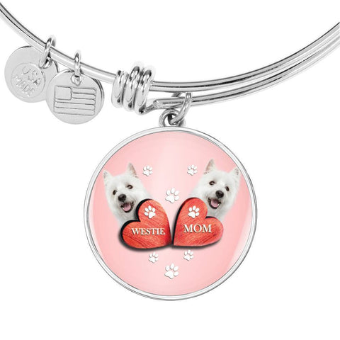 West Highland White Terrier (Westie) Print Circle Charm Bangle-Free Shipping