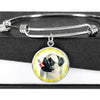 Cute Pug Dog Circle Pendent Luxury Bangle-Free Shipping