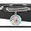 Poodle Dog Print Circle Pendant Bangle-Free Shipping