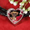 Boxer Dog Print Heart Charm Leather Bracelet-Free Shipping