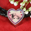 Golden Retriever Dog Print Heart Charm Leather Woven Bracelet-Free Shipping