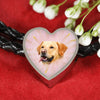 Labrador Retriever Dog Print Heart Charm Leather Woven Bracelet-Free Shipping