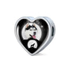 Siberian Husky Dog Print Heart Charm Leather Bracelet-Free Shipping