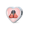 St. Bernard Dog Print Heart Charm Leather Bracelet-Free Shipping
