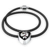 Siberian Husky Dog Print Heart Charm Leather Bracelet-Free Shipping
