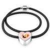 Labrador Retriever Dog Print Heart Charm Leather Woven Bracelet-Free Shipping