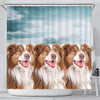 Cute Australian Shepherd Print Shower Curtains-Free Shipping