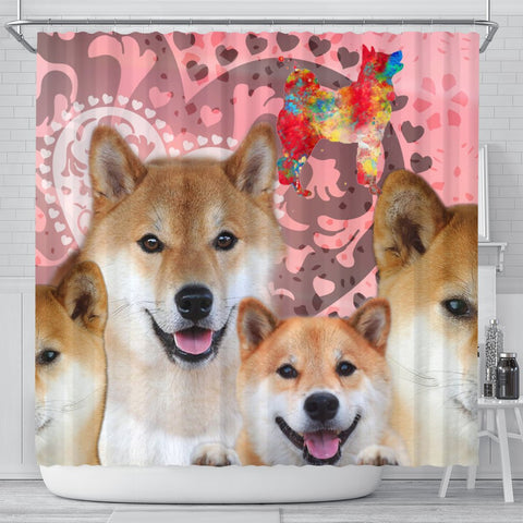 Shiba Inu Print Shower Curtains-Free Shipping