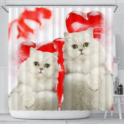 Persian Cat On Red Print Shower Curtains-Free Shipping