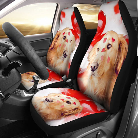 Golden Retriever With Heart Print Car Seat Covers- Free Shipping