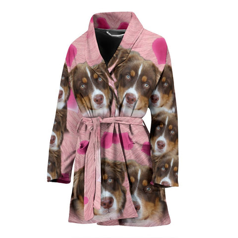 Miniature American Shepherd Print Women's Bath Robe-Free Shipping