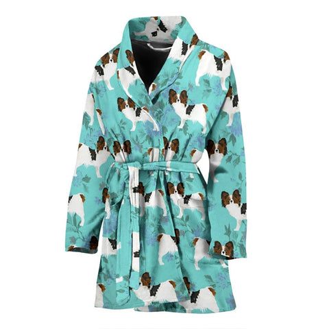 Papillon Dog Pattern Print Women's Bath Robe-Free Shipping