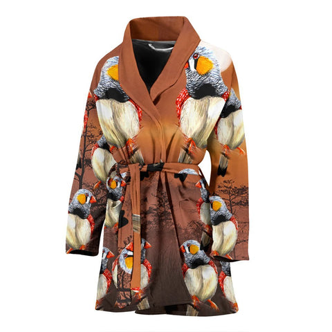 Zebra Finch Bird Art Print Women's Bath Robe-Free Shipping