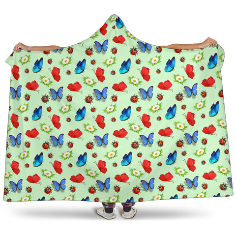 Butterfly Garden Hooded Blanket