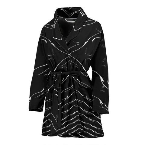 Black Patterns Print Women's Bath Robe-Free Shipping