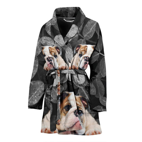 Cute Bulldog Print Women's Bath Robe-Free Shipping