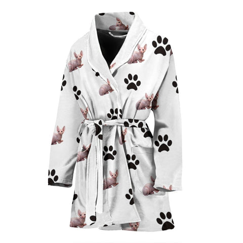 Sphynx Cat Patterns Print Women's Bath Robe-Free Shipping