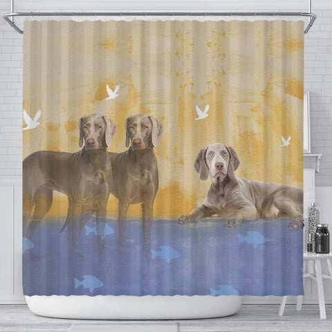 Amazing Weimaraner Dog Print Shower Curtain-Free Shipping