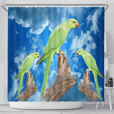 Rose Ringed Parakeet Bird Print Shower Curtains-Free Shipping