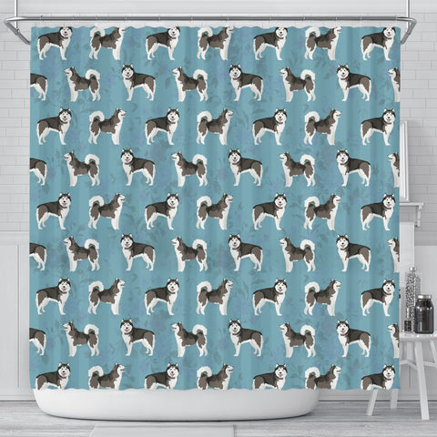 Alaskan Malamute Dog Pattern Print Shower Curtains-Free Shipping