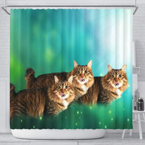 Cute American Bobtail Cat Print Shower Curtains-Free Shipping
