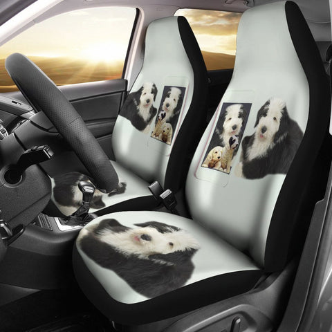 Cute Old English Sheepdog Print Car Seat Covers-Free Shipping