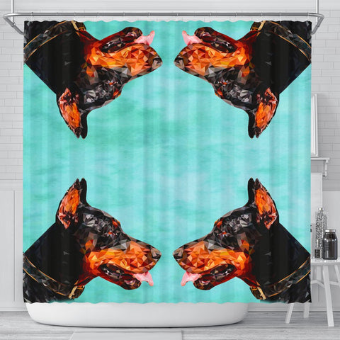Doberman Pinscher Dog Vector Art Print Shower Curtains-Free Shipping
