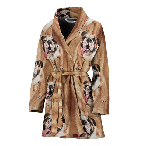 Amazing Bulldog Print Women's Bath Robe-Free Shipping