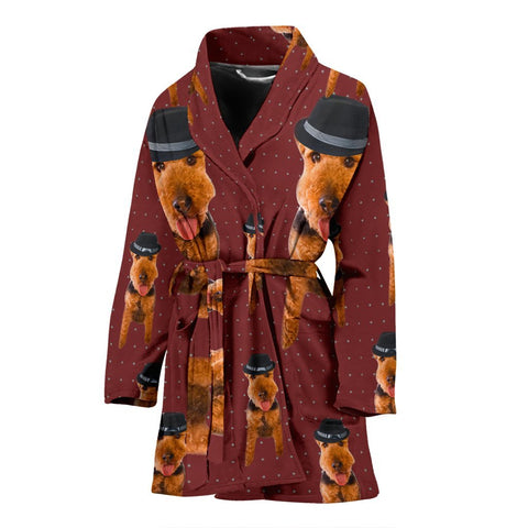 Welsh Terrier Dog Print Women's Bath Robe-Free Shipping