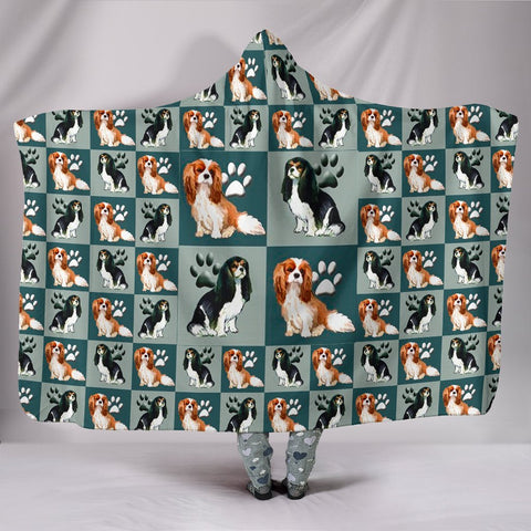 Cavalier King Charles Spaniel Dog Pattern Print Hooded Blanket-Free Shipping