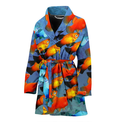 Platy Fish Print Women's Bath Robe-Free Shipping